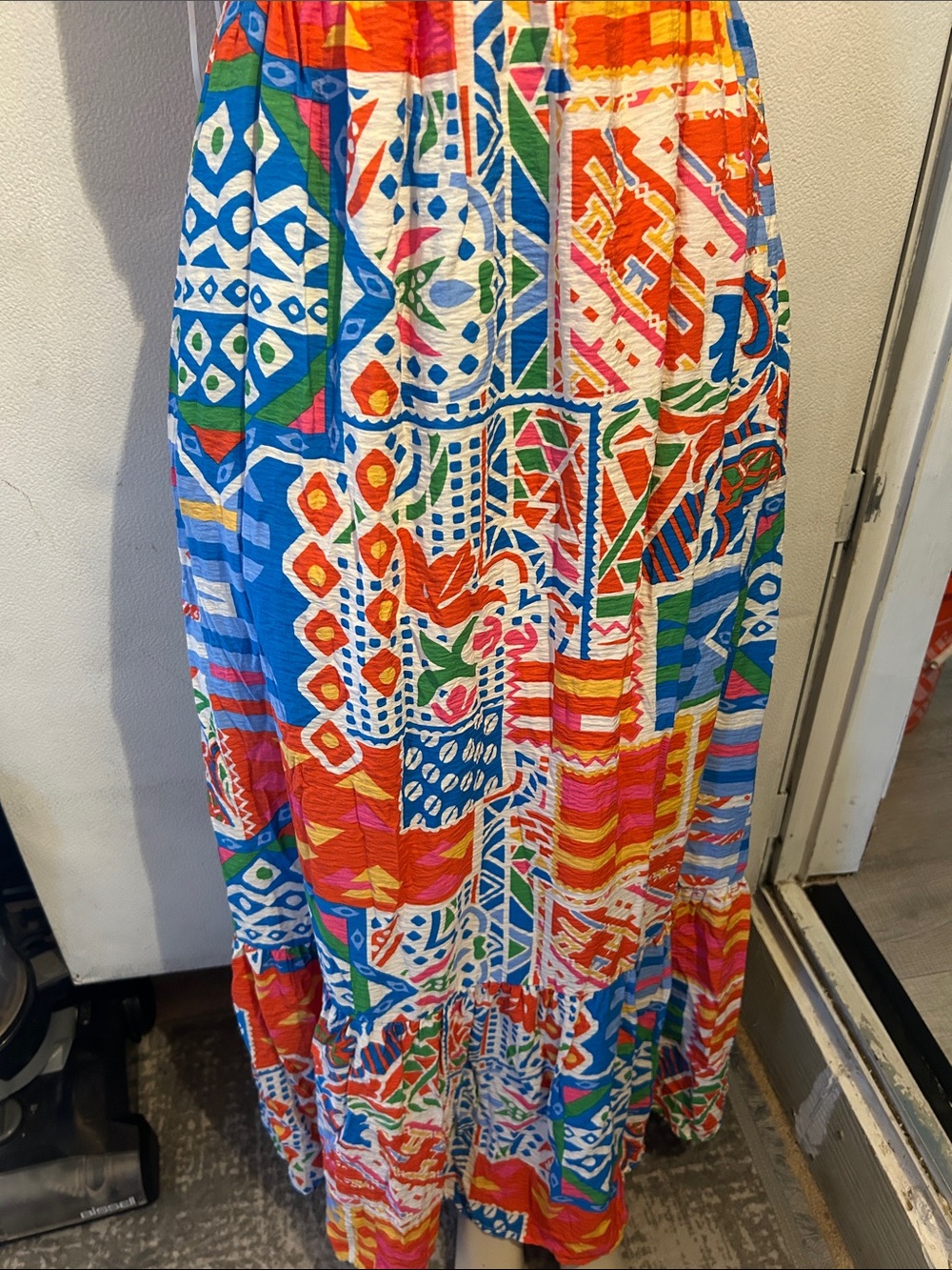 Skies Are Blue Multicolor Geometric Patchwork Maxi Dress - Picture 4 of 12